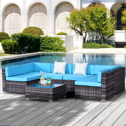 Outsunny 7 Piece Rattan Sofa Set Outdoor Furniture Patio Set